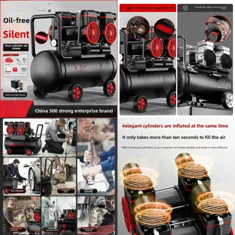 Air Compressor Mini - 220V Taşınabilir Sessiz Yağsız Küçük Endüstriyel